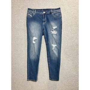Lane Bryant Jeans Women 14 (34x29.5 Actual) Skinny Genius Fit Distressed Midrise